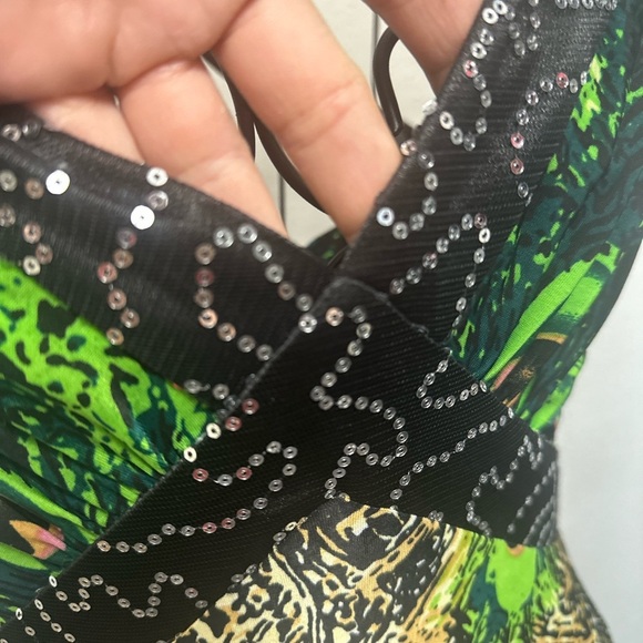 Ever Pretty Green Gold Embellished Slit Maxi Dress ( peacock design) - Picture 4 of 8